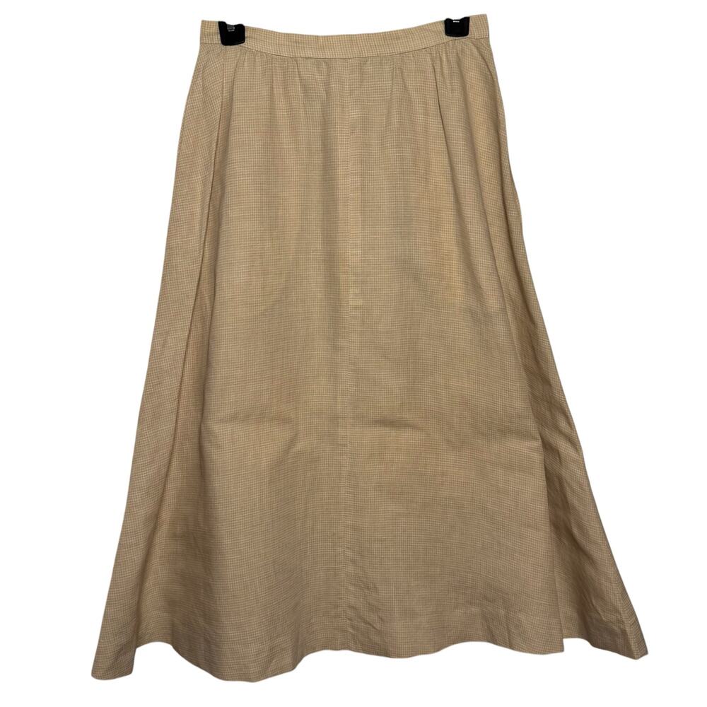Vtg 1970's Ralph Lauren Cotton Linen Blend Button Front Prairie Midi Skirt - Picture 4 of 7